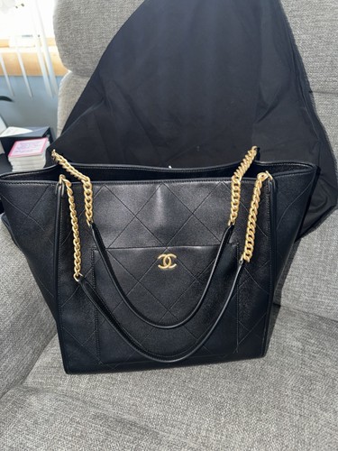Guaranteed Authentic Chanel Caviar Black Tote Pre Owned Bag Handbag