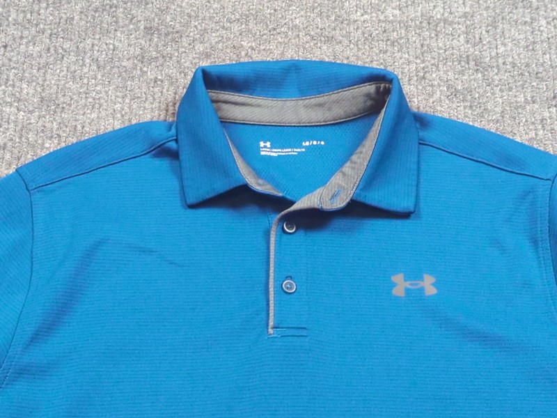 Under Armour Shirt Mens Large Blue Performance Polo Short Sleeve Golf Outdoor 