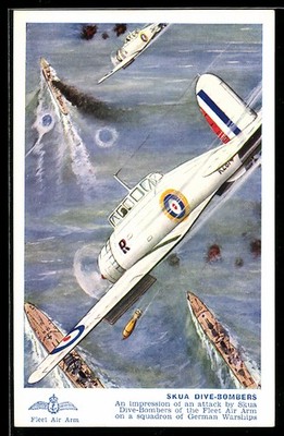 Künstler-AK Skua Dive-Bombers of the Fleet Air Arm 