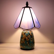 Tiffany Style Stained Glass Table Lamp 12 Inch - Purple
