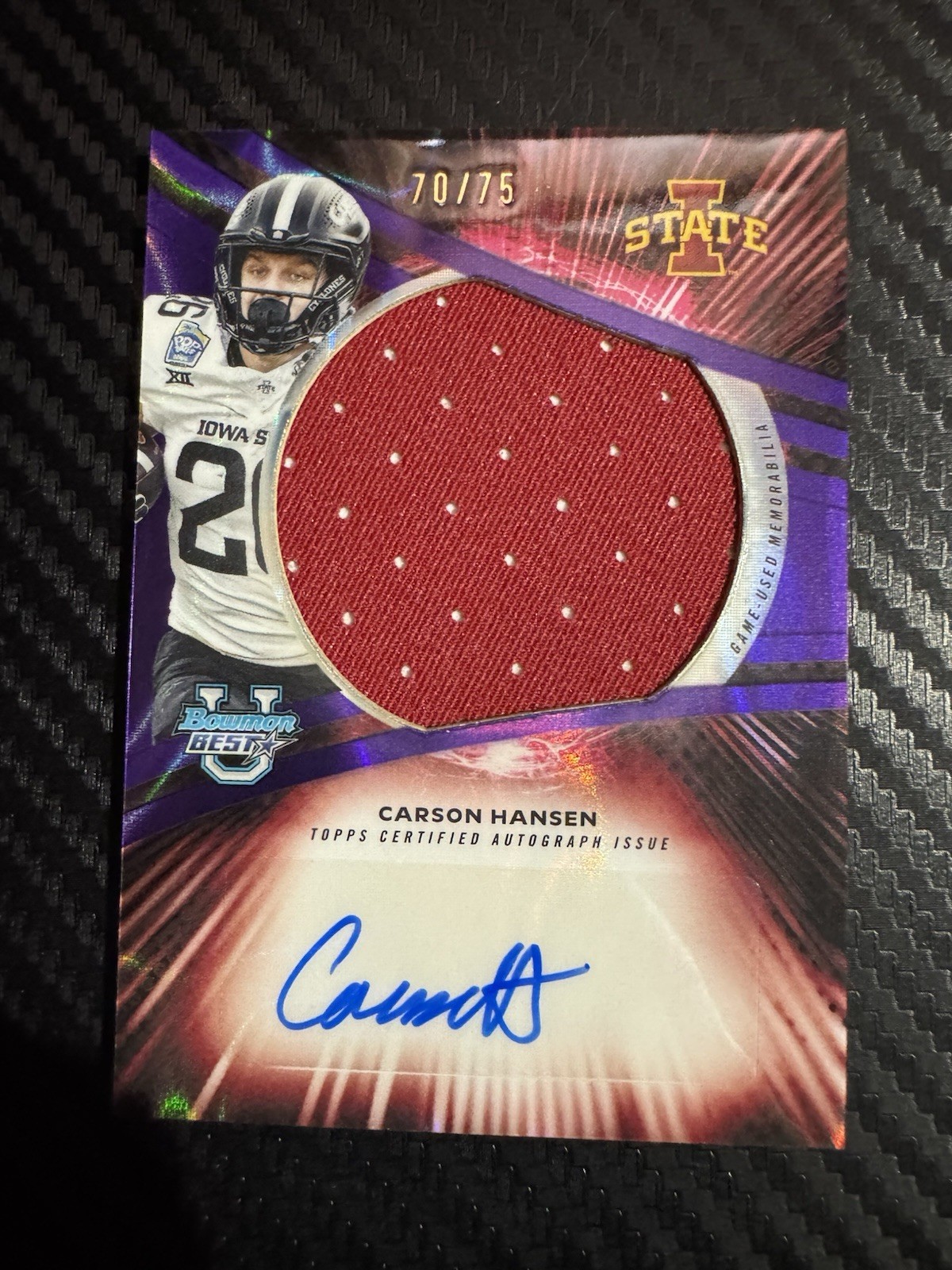 2025 Bowman Best U-Jumbo Relic Auto Carson Hansen Purple Lava Refractor /75 