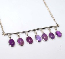 925 Silver Plated Exclusive Natural Amethyst Necklace 19