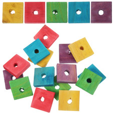 50 Pieces Birds Cage Toy Parrot Chewing Wood Blocks Toys Sound Making Chip