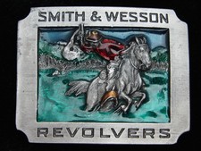 QI01156 VINTAGE 1990  SMITH  WESSON REVOLVERS  GUN  FIREARM BELT BUCKLE