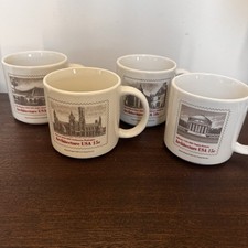 VTG Set of 4 US Postal Service Architecture Stamp Ceramic Coffee Mugs 1991 USPS