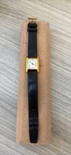 Vintage Cartier Gold-Tone Watch Black Strap 1975 Box & Papers- Needs Service