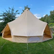 Brand New - 8m Quad Door Bell Tent - 285GSM Cotton Canvas Zipped in Groundsheet