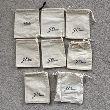 Lot of 8 J.Crew cotton dust bags pouch drawstring 4"x4"