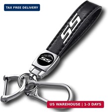 Leather Car Key Chain Silver White Metal Keyring Accessories For Chevy Camaro SS