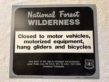 Vintage USFS US Forestry Service ”NATIONAL FOREST WILDERNESS” Plastic Sign LARGE