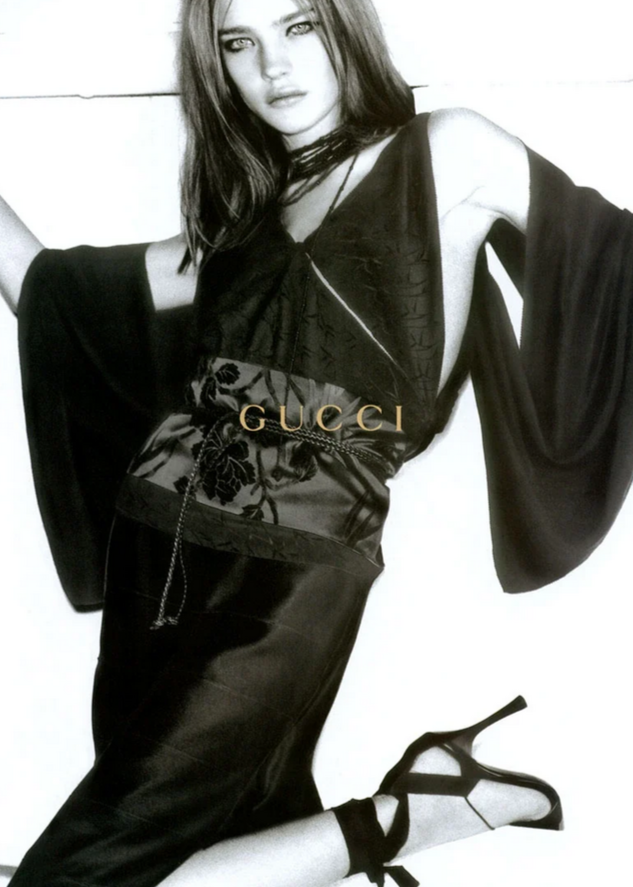 Gucci by Tom Ford 2002 Rare Runway Silk & Leather Black Bamboo Obi Belt Gucci by Tom Ford 2002 Rare Runway Silk & Leather Black  main image 3
