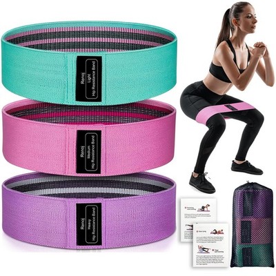 Resistance Bands Set: Heavy/Medium/Light Fabric Loops for Pilates, Yoga, Home...
