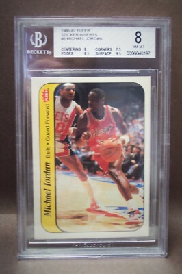 1986-87 Fleer Sticker #8 Michael Jordan RC Rookie BGS 8 w/ 9.5 | eBay