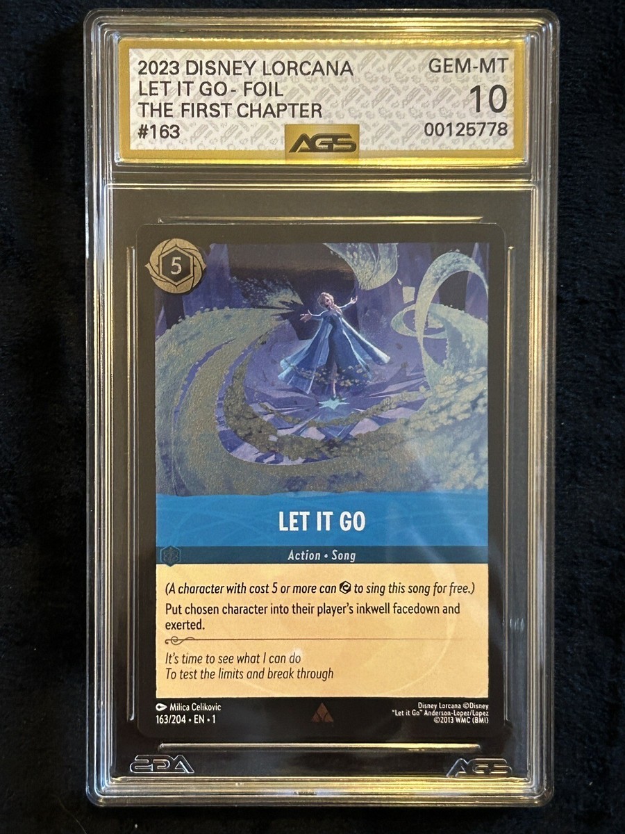 Disney Lorcana Frozen Elsa LET IT GO 163 Foil AGS 10 Gold Label | eBay