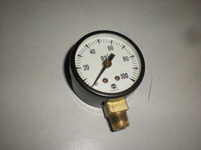 USG 0-100PSI Pneumatic Pressure Gauge - 1-1/2'' Diameter - Tests OK