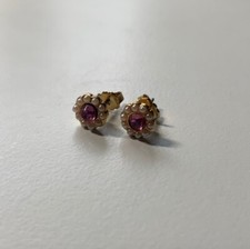 Children's Pink and White Beaded Flower Earrings