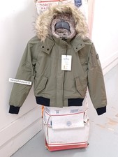 Hollister All Weather Faux Fur Lined Bomber Jacket Olive Green Womens Sz Medium