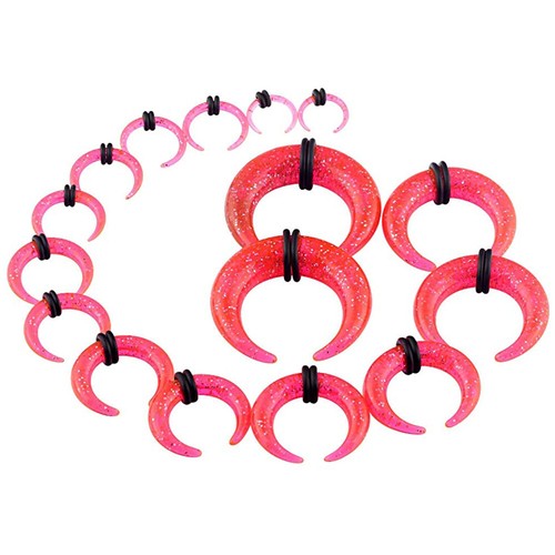 16Pcs Acrylic C Shaped Taper Pincher Septum Rings 14G-00G Gauges Piercing Kit - Picture 18 of 18