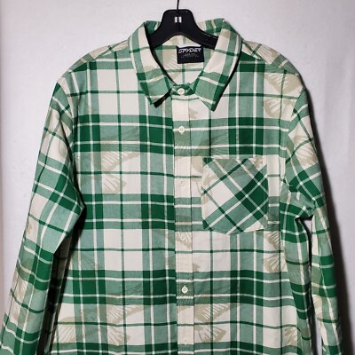 Spyder Shirt Men's Medium Creston Shirt Verdant Green Long Sleeve Plaid 
