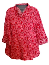 Tommy Hilfiger Heritage Women's Sz L Shirt Blouse Top Rope Print Cotton NWT $60