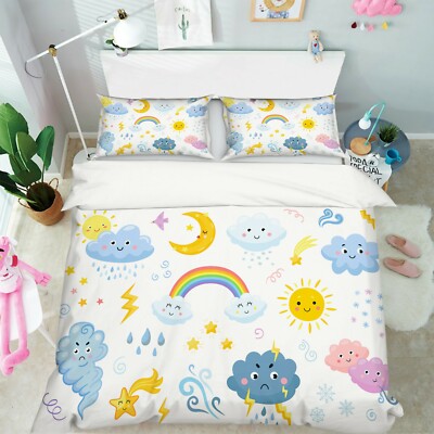 3D Moon Rainbow ZHUA468 Bed Pillowcases Quilt Duvet Cover Set Queen King Zoe