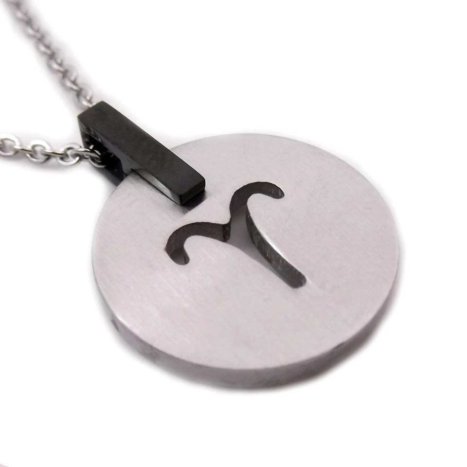 Collana in acciaio con segno zodiacale pendente pietra brillante da uomo donna - Immagine 4 di 4