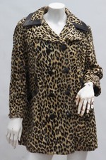 Vintage 60 Leopard Print Faux Fur Vinyl Coat Jacket Union Made In U.S.A Retro