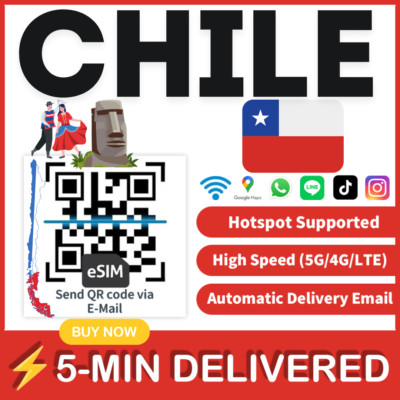 [eSIM] Chile eSIM e-SIM card Travel Sim card Tarjeta eSIM Dato Data only  A+