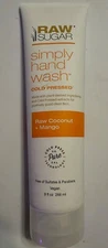 New Sealed RAW SUGAR Vegan Simply Hand Wash Raw Coconut and Mango 9 fl oz