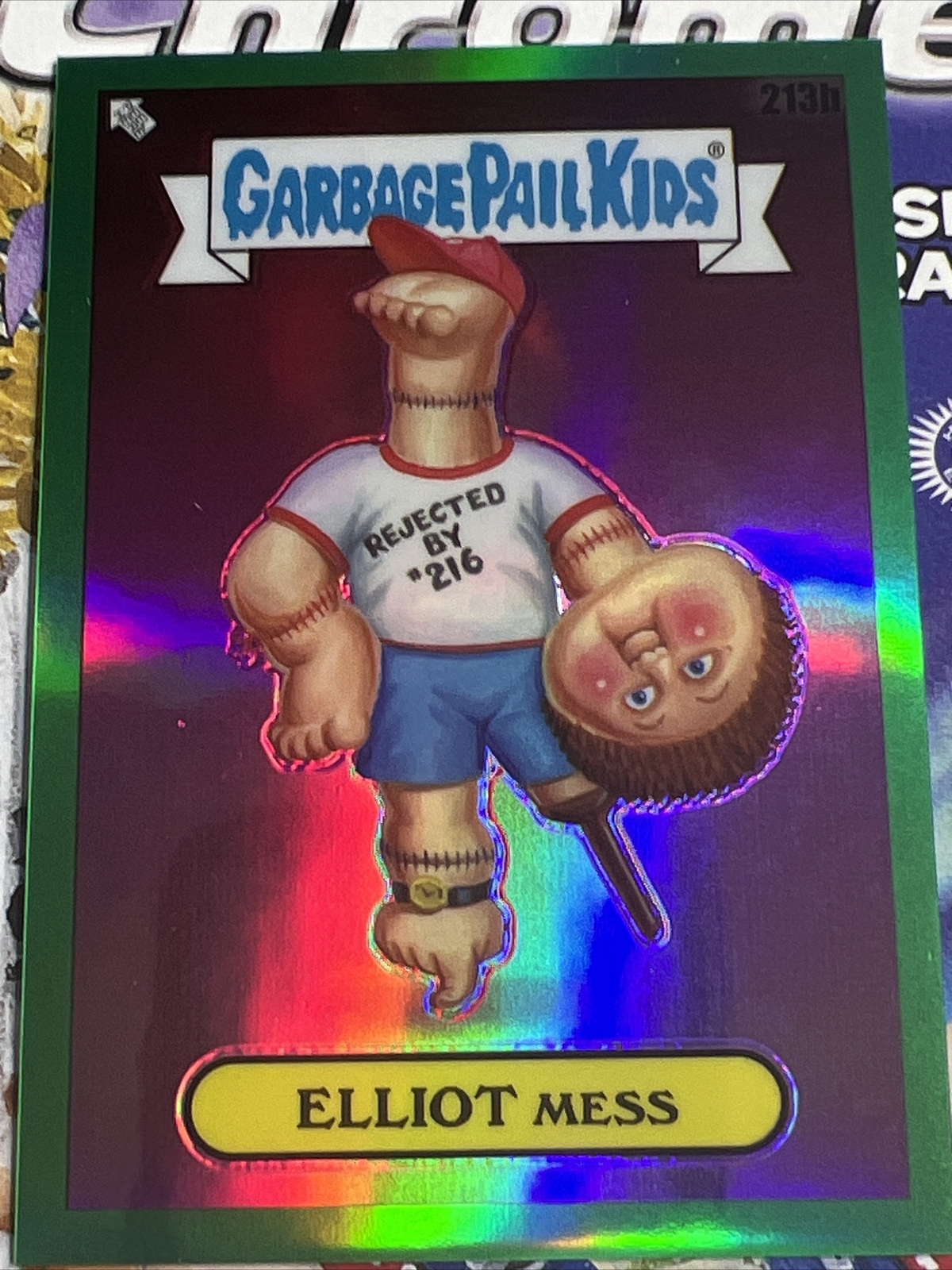 2023 Garbage Pail Kids Chrome Series 6 Green Refractor 213b Elliot 2023-garbage-pail-kids-chrome-series-6-green-refractor-213b-elliot