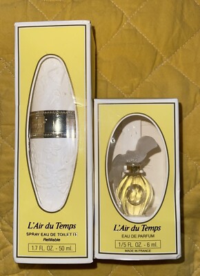 New Set 2 Ps Collectable Nina Ricci L'Air du Temps 1.7 oz&1/5 Oz  While Bottle
