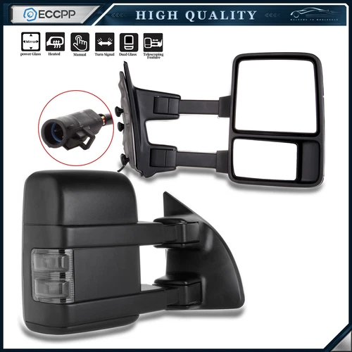 For 99-07 Ford F250-F550 Super Duty Tow Mirrors Power Heated Smoke Turn Signal