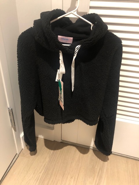 black shearling hoodie