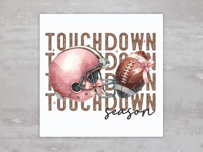 Girls Pink Football Touchdown Fabric Panel Square Quilt Sewing Quilt Block A73