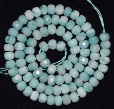 Cut Faceted Smooth Green Natural Amazonite Rondelle Gemstone Beads 16'' 