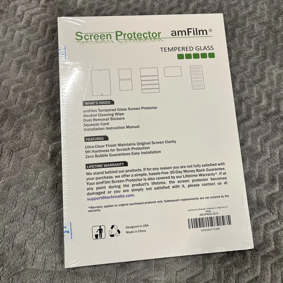 amFilm Tempered Glass Screen Protector - For iPad Air, iPad Air 2, iPad Pro 9.7 - Image 2 of 2