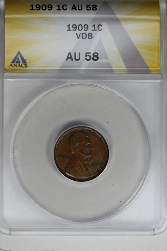 1909  .01  ANACS   AU 58  VDB   Lincoln Head Cent,  Lincoln One Cent