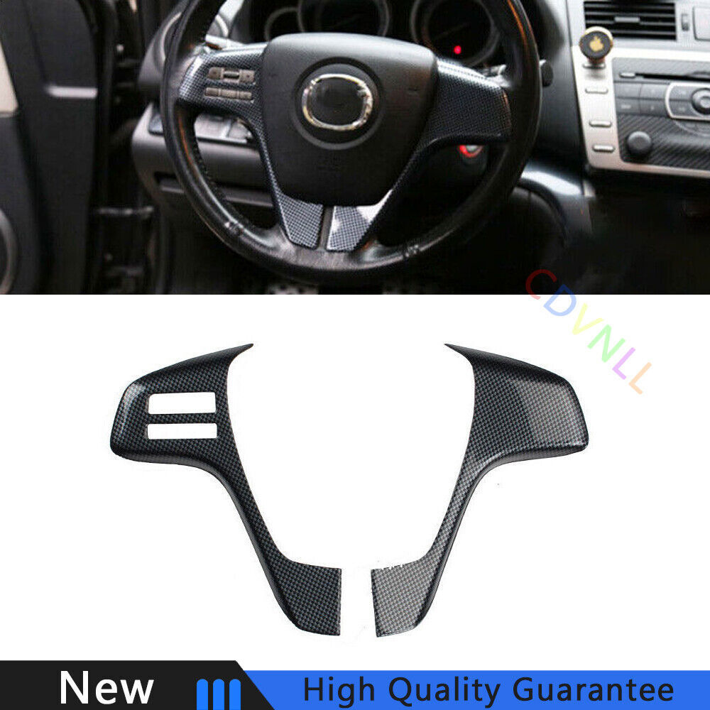 Fit For Mazda 6 2009-2013 Carbon Fiber Car Steering Wheel Decor Cover Trim 2PCS