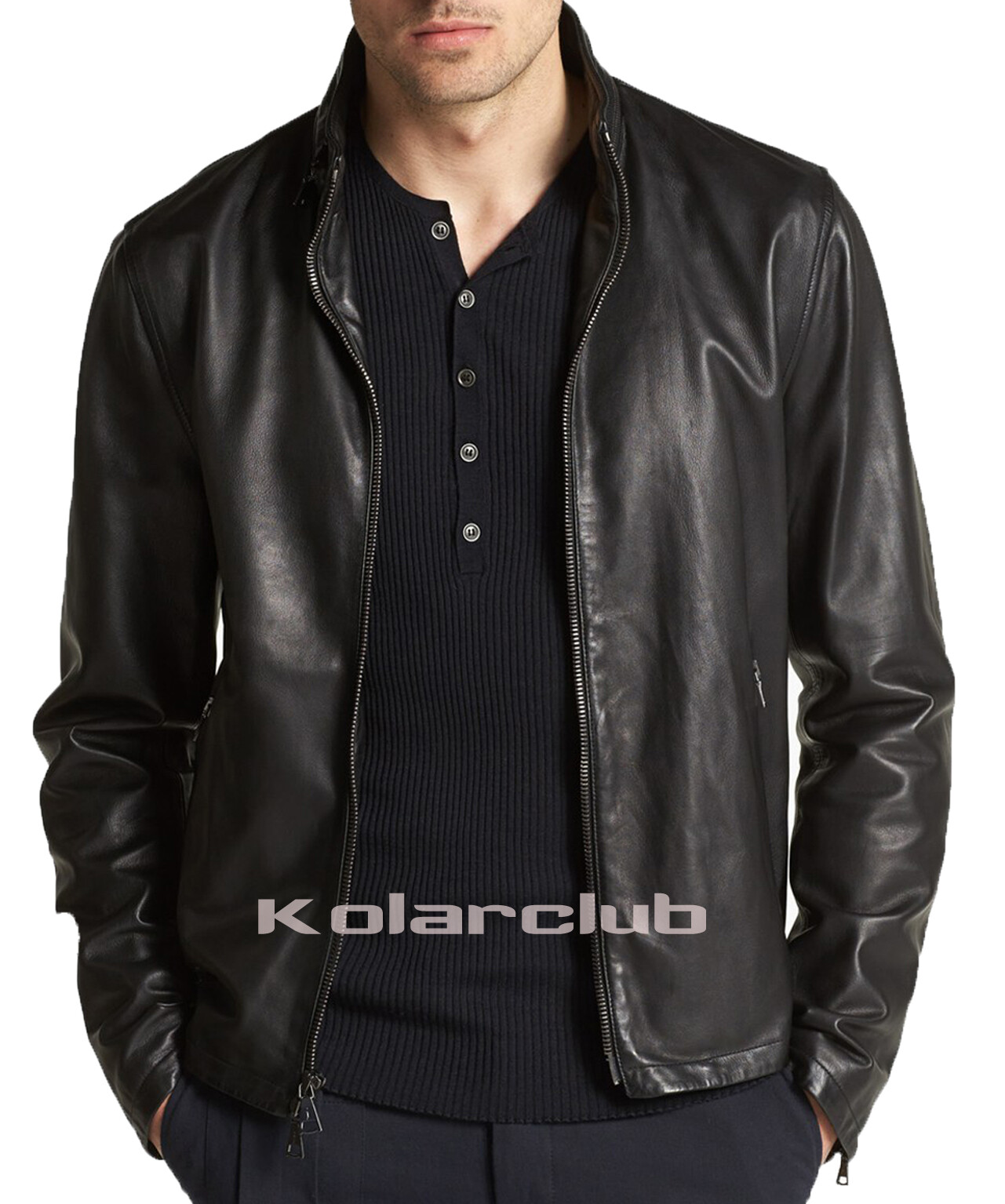 Leather Jacket Lambskin Men's Biker Genuine Black Coat Real Motorcycle Bomber-image