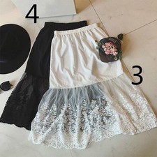 Damen Spitze Slip Rock Verlängerung Knielang A-Linie Blumen Unterrock Petticoat