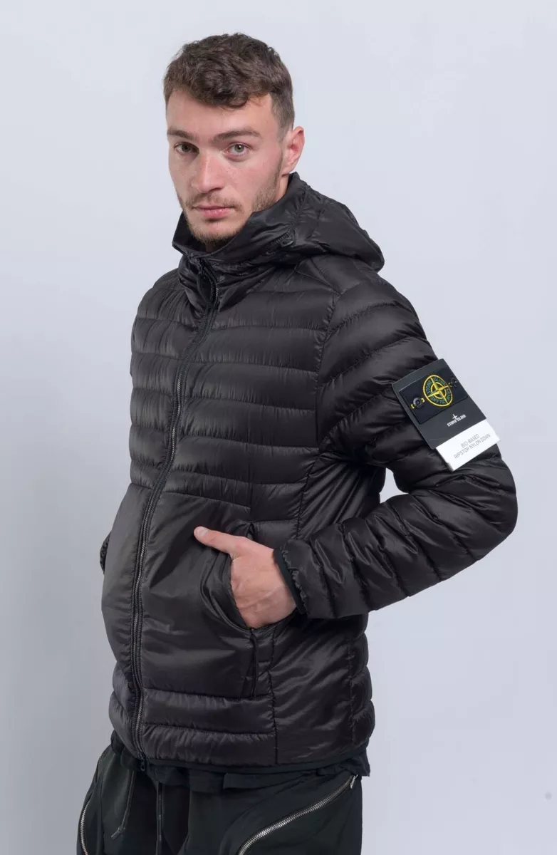 STONE ISLAND BIO BASED RIPSTOP NYLON LOOM 40324 Down puffer Jacket BLACK  (XL)