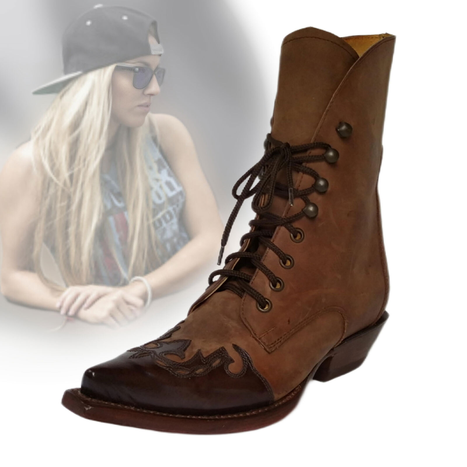 Mezcalero Ladyboots Quincy con cordones marrón cae estrecho talla 36 par restante