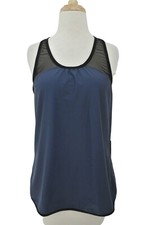 HOLLIE WATMAN Racer back tank top NWT Navy Blue black mesh yoga Made in USA