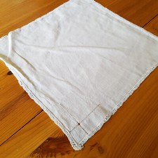 altes Stofftaschentuch Taschentuch wei&szlig; Stickerei Vintage 17
