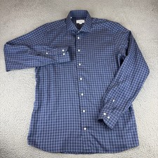 Eton Shirt Mens XL Blue Gingham Slim Fit Long Sleeve Spread Collar Dress Shirt