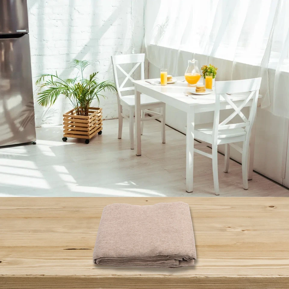 Rectangular For Dining Tablecloth Waterproof in Khaki Cotton Linen for Use - Image 4 of 4
