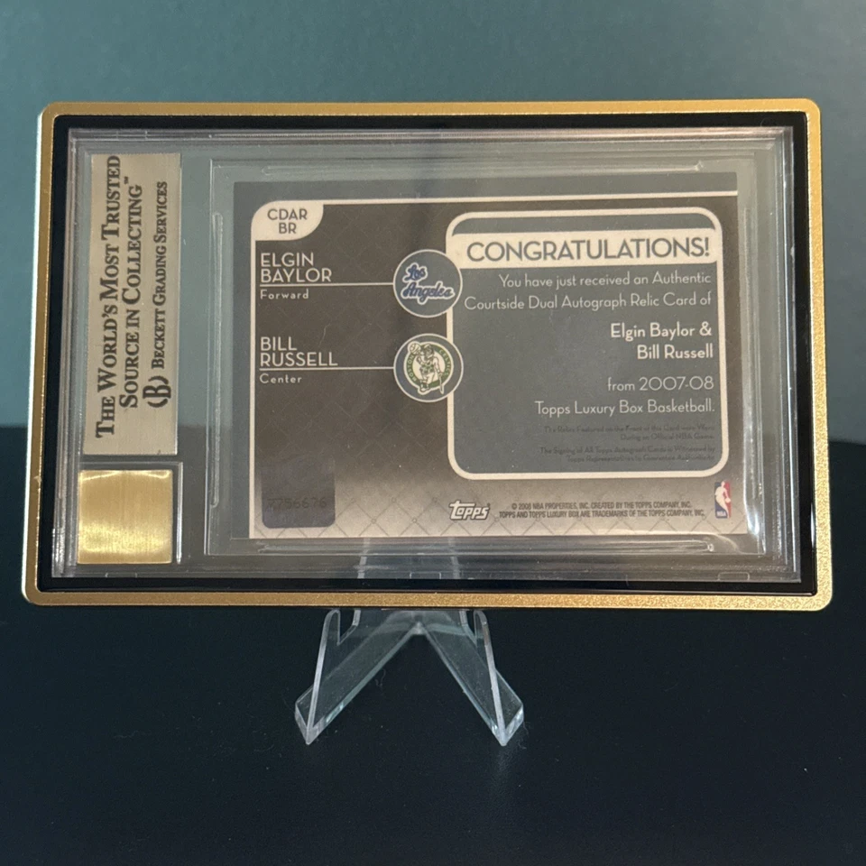 2007 Tops Luxury Box Bill Russell Elgin Baylor Dual Autos Game Used Jersey /10 - Image 4 of 4