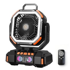 40000mAh Camping Fan with LED Light, 4-Speed Desktop Fan with Remote Control，a