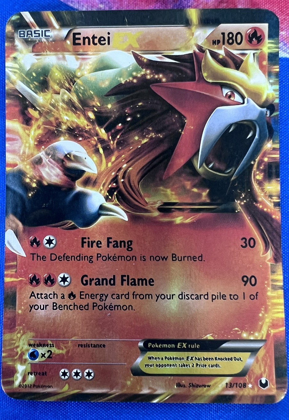 Pokemon Entei Ex 13/108 2012 Pokemon BW Dark Explorers Holo - LP