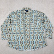 Vintage 90s Wrangler Shirt Mens 2XL Blue Brown Orange SouthWestern Pearl Snap